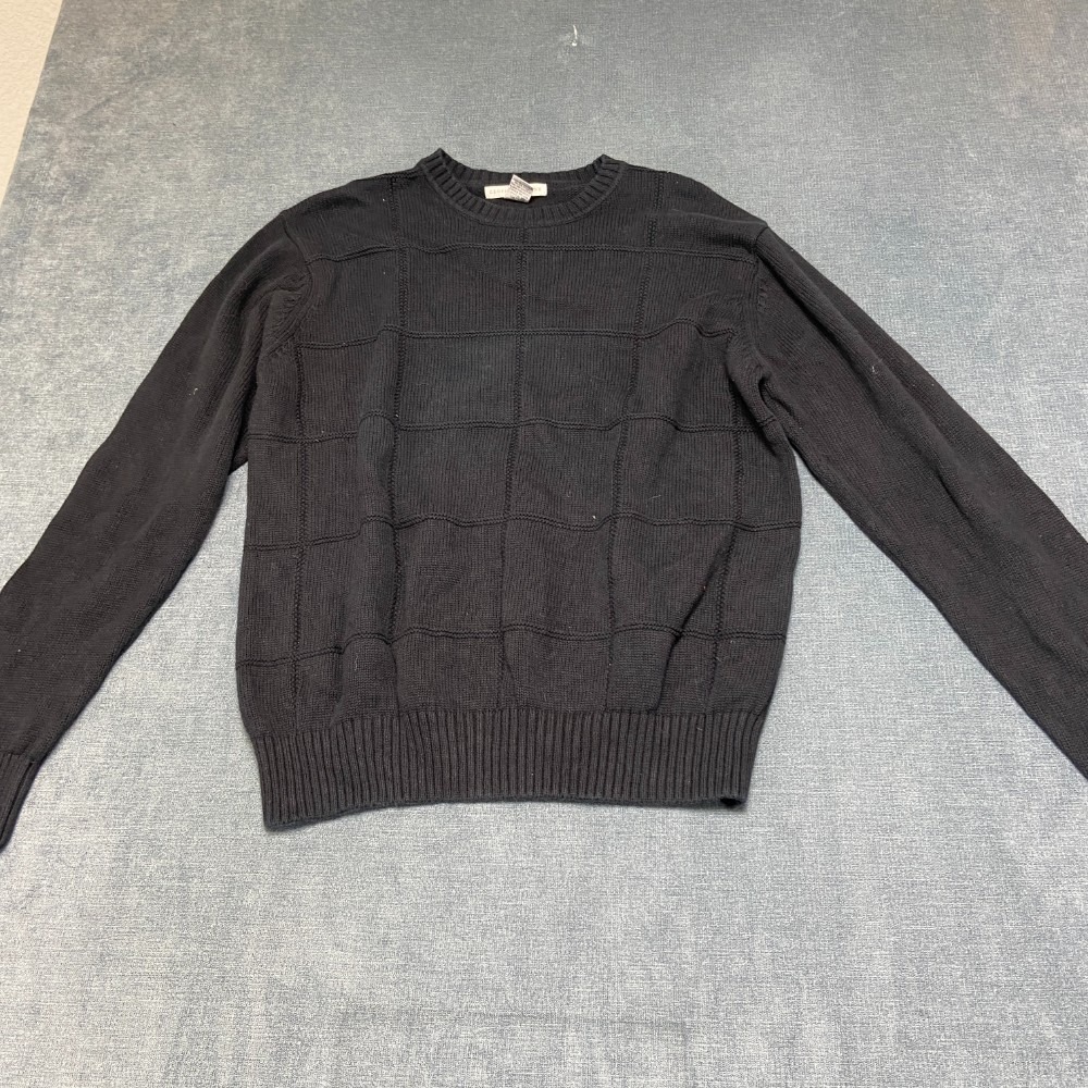 Geoffrey Beene Sweater Mens M Black Cotton Ribbed Knit Everyday Wear Winter Cozy